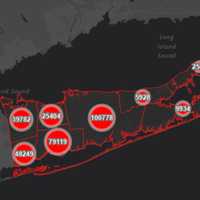 <p>The Suffolk County COVID-19 map on Monday, Jan. 3.</p>