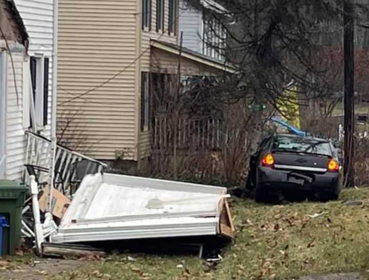 A car ripped off a home&#x27;s front porch in a Wednesday morning crash in Warren County, authorities said.