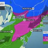 <p>Ice and rain are expected across most of Pennsylvania, along with North Jersey and northern Maryland Sunday.</p>