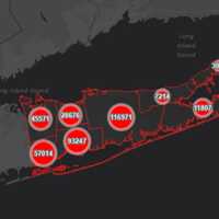 <p>The Suffolk County COVID-19 map on Wednesday, Jan. 12.</p>