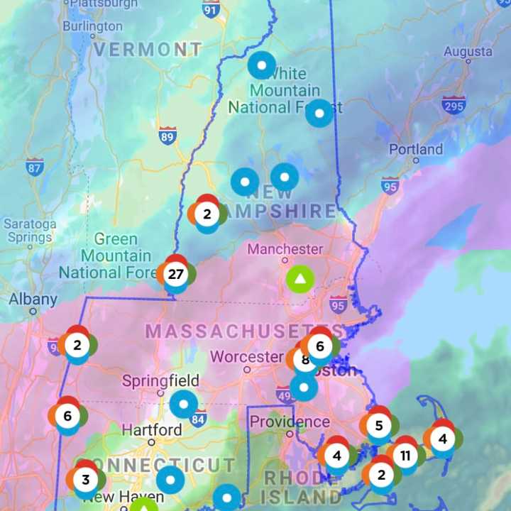 The Eversource outage map on Friday, Feb. 4.