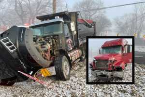 Tractor-Trailer Driver Misjudges Curve, Hits Dump Truck In Northampton County (PHOTOS)