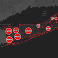 <p>The Suffolk County COVID-19 map on Friday, March 11.</p>