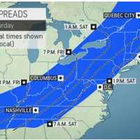 <p>Projected arrival times for snowfall.</p>