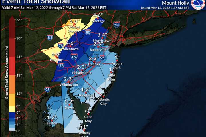 Updated Snow Projections For Saturday's Storm