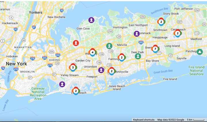 The PSEG Long Island power outage map at 5:30 p.m. Saturday, March 12.