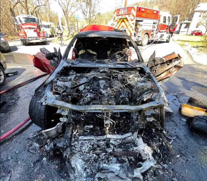 Fire crews were quick to extinguish a car that went up in flames in the Lehigh Valley area Monday morning.