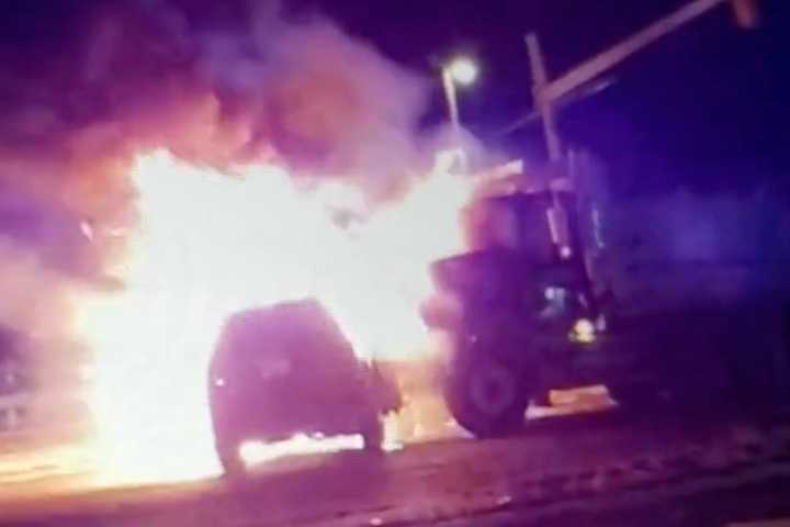 Fiery Crash Destroys 2 Vehicles On Route 1 Central Jersey