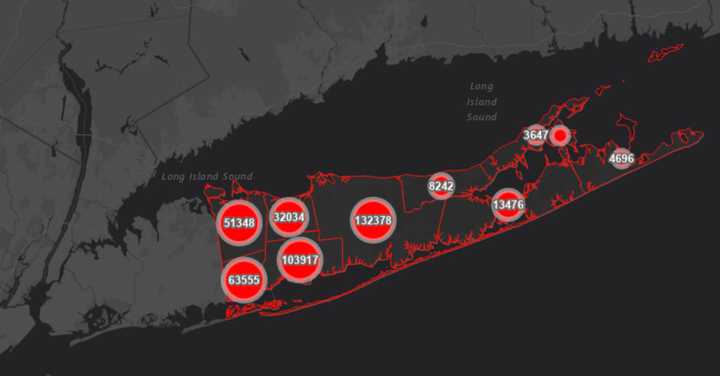 The latest Suffolk County COVID-19 map.