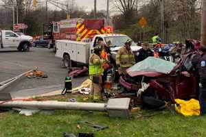 Victim Rescued From Crumpled Car, Taken To Trauma Center After Route 78 Crash (PHOTOS)