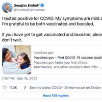 <p>Second Gentleman Doug Emhoff on Twitter in March</p>