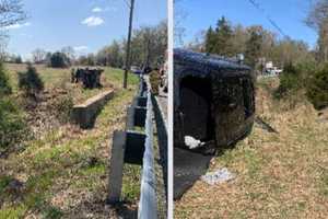 Trapped Pair Rescued, Hospitalized In Hunterdon County Rollover Crash (PHOTOS)