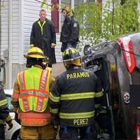 <p>Overturned car on Gordon</p>