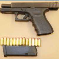 <p>The seized .40 caliber Glock</p>