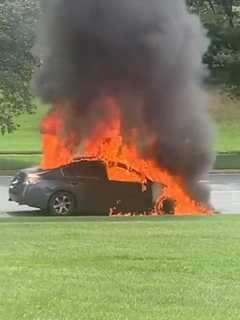 Vehicle Engulfed In Flames Near Montgomery Mall (VIDEO)