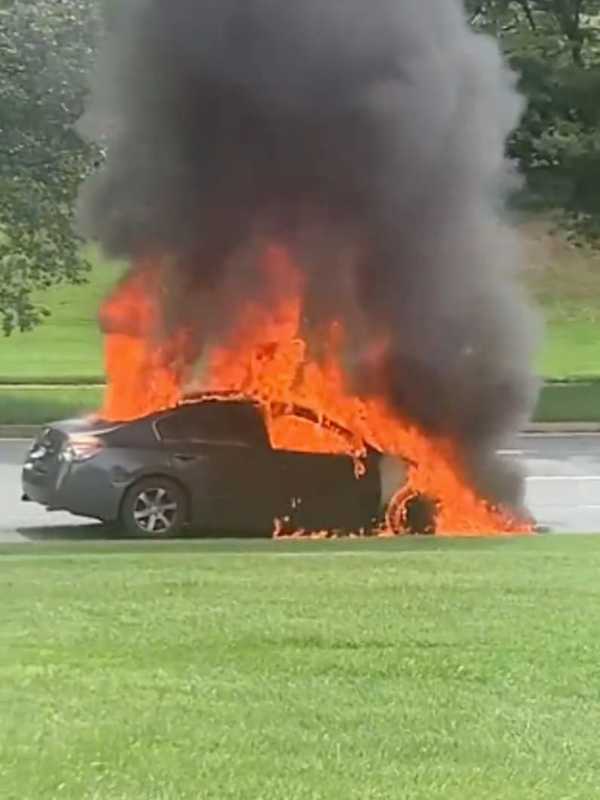 Vehicle Engulfed In Flames Near Montgomery Mall (VIDEO)