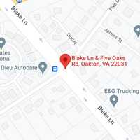 <p>A sedan and SUV collided at the intersection of Blake Lane and Five Oaks Road in Oakton on Tuesday, June 7.</p>