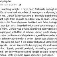 <p>Toby Hyder remembers Jonah Baney.</p>