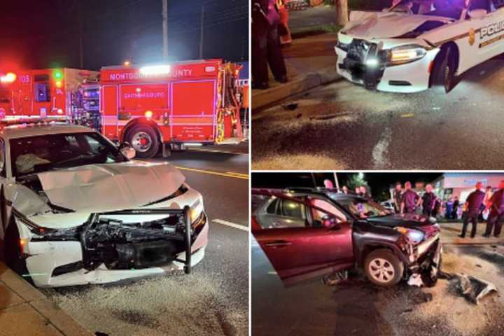 Police Car Wrecked In Montgomery County Cruiser Crash