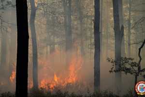 Firefighters Battle Wildfire On Jersey Shore