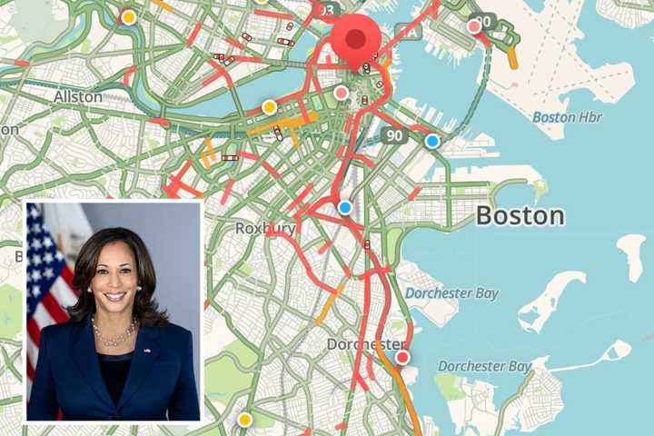 VP Harris' Visit To Boston Causes Major Traffic Jam On I-93