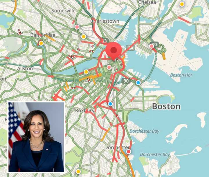 Traffic ground to a halt along Interstate 93 near Dorchester Thursday around noon for the vice president&#x27;s visit.