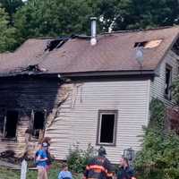 <p>The aftermath of the fire at 34 Maple Street in Fitchburg</p>