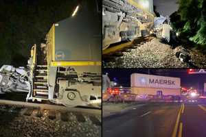 Freight Train Strikes, Crushes 'Utility' Truck In Maryland, Electrical Wires Land On Tracks