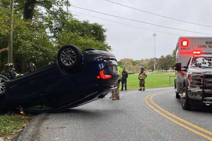 Car Flips, Lands On Roof After Striking Rock Wall In Morris County: Police (PHOTOS)