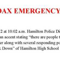 <p>Hamilton police&#x27;s announcement about a swatting incident at Hamilton High West.</p>