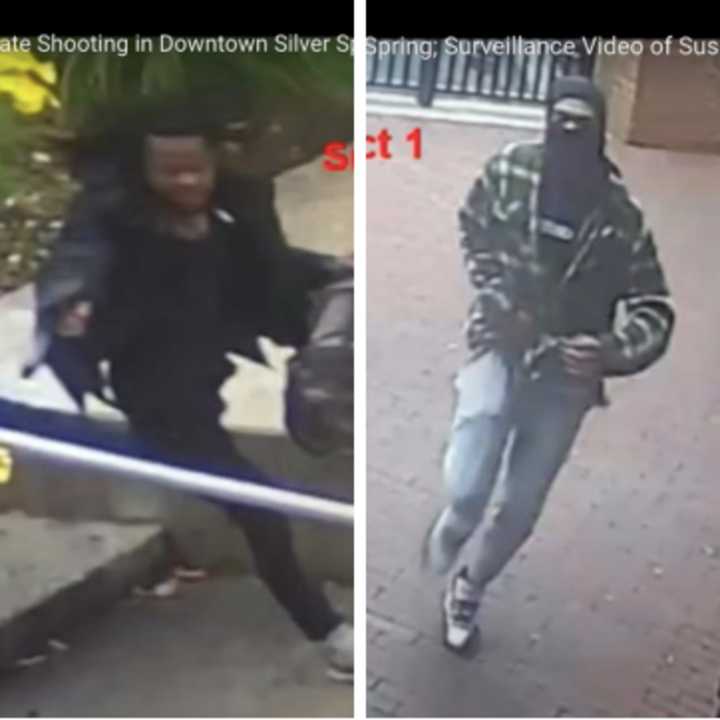 Authorities have released surveillance footage of gunmen who fired at each other striking nearby cars and businesses Monday, Oct. 24.