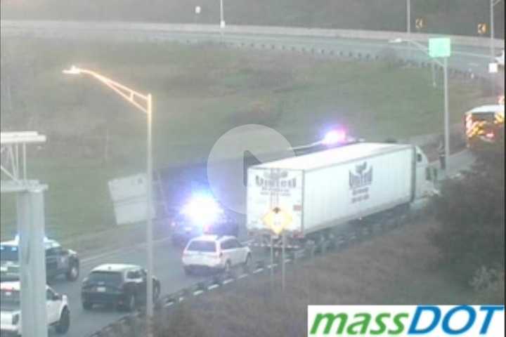 Tractor-Trailer Rollover Crash Causes Delays On Mass Pike In Weston