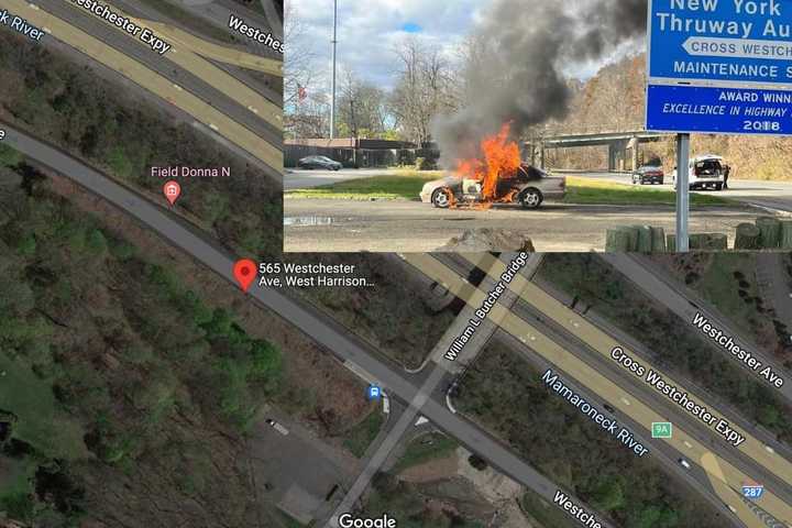 Car Catches Fire On Busy Road In Westchester County