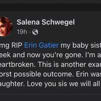 <p>A Facebook post by Erin Gatier&#x27;s older sister</p>