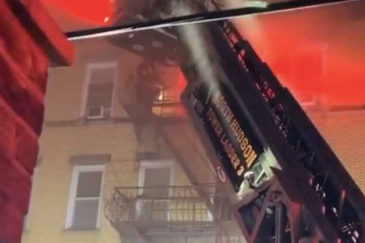 Dramatic Footage Shows Rescue Of Family In West New York Fire, 41 Families Displaced