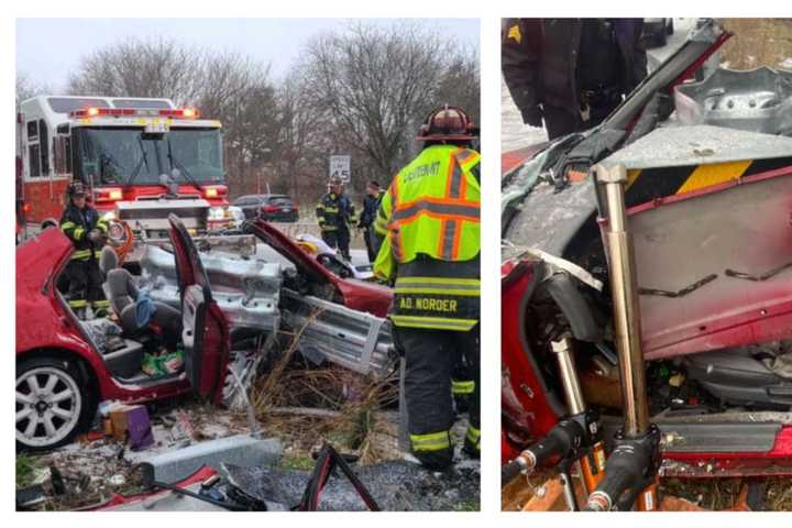 Vehicle 'Impaled' By Guardrail In Northampton County Crash: Authorities (PHOTOS)