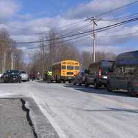 <p>Emergency responders at the scene of the incident in Kiryas Joel involving the school bus on Christmas Day, Sunday, Dec. 25.</p>