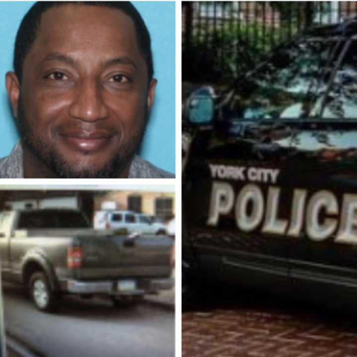 Isaac Ramos-Perez, his vehicle, and a York City police patrol car.