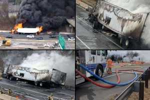 Tractor-Trailer Fire Ties Up Traffic For Miles On I-495 Near MD Border