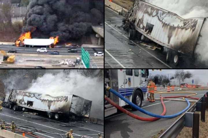 Tractor-Trailer Fire Ties Up Traffic For Miles On I-495 In Fairfax County