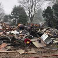 <p>The ruins of Building 3 at the Hillcrest Park Condominiums in Peekskill.</p>