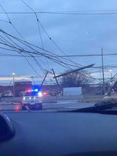 Dump Truck Takes Down Wires Closing Route 3 In Both Directions (PHOTOS)