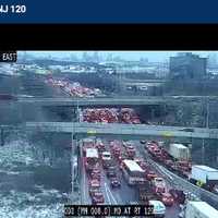 <p>Traffic backups along Route 3 in Secaucus.</p>