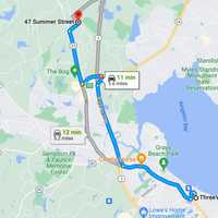 <p>The distance from the Clancy&#x27;s home in Duxbury to ThreeV Restaurant in Plymouth</p>