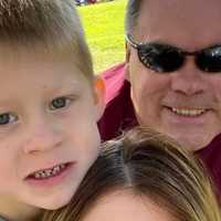 <p>Fallen Patrol Officer Timothy Stewart of the Putnam County Sheriff&#x27;s Office pictured with his son, Aiden, and wife, Toni.</p>