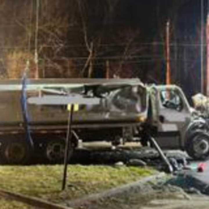 Damaged tanker truck