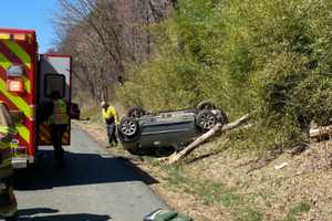 Vehicle Hits Tree, Flips On I-495 Beltway Near River Road