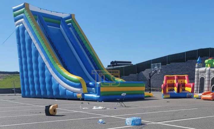 A giant air-filled slide at a Lakewood carnival. (Photo courtesy The Lakewood Scoop)