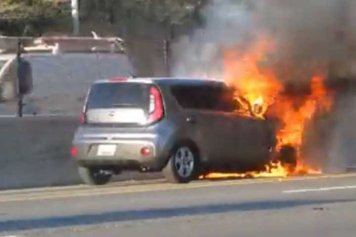 Vehicle Bursts Into Flames On I-495