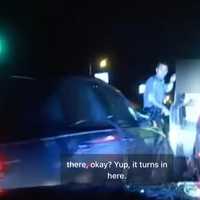 <p>Robbinsville Patrol Officer Connor Boyle just before getting struck by.a car</p>